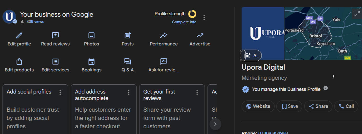 Google business profile of a business